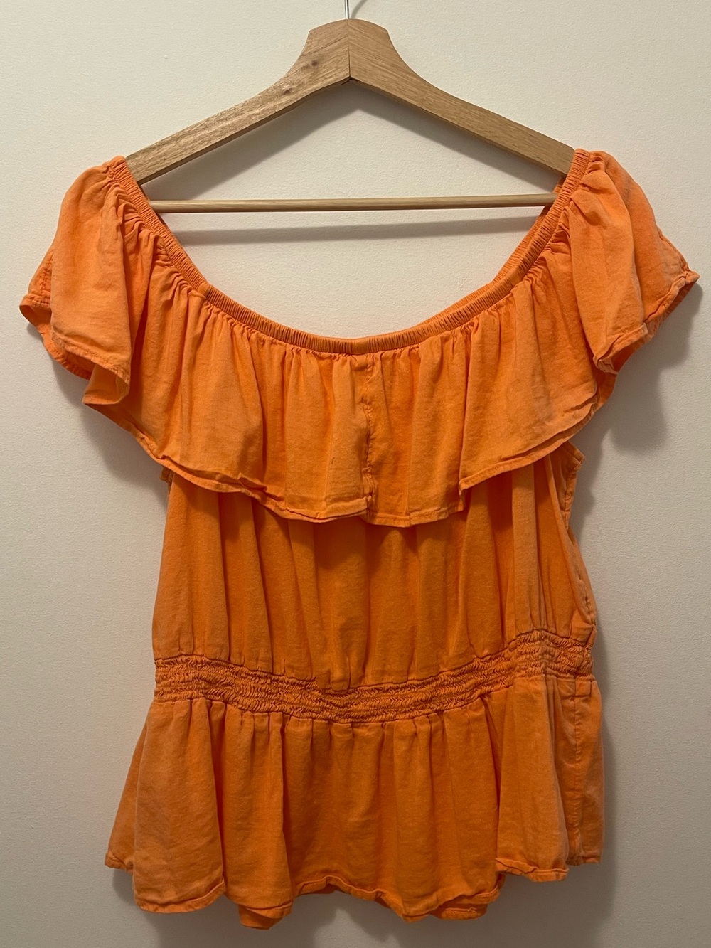 Orange Off-Shoulder Ruffle Tunic Top - Picture 5 of 7